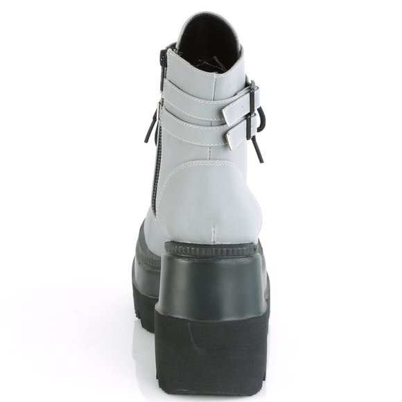 Gothic Wedge Platform Reflective Lace Up Ankle Boots - Picture 3 of 5